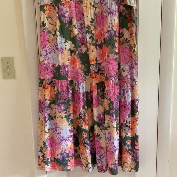Faux WRAP MIDI FLORAL SUMMER DRESS VISCOSE 100% size US 14 - Picture 6 of 14